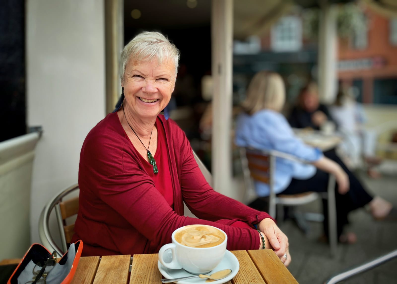 Sandi in a coffee shop